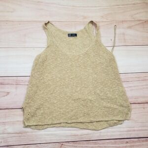 GAP Sweater Tank Womens Medium Beige Linen Cotton Knit Sleeveless Ribbed Top